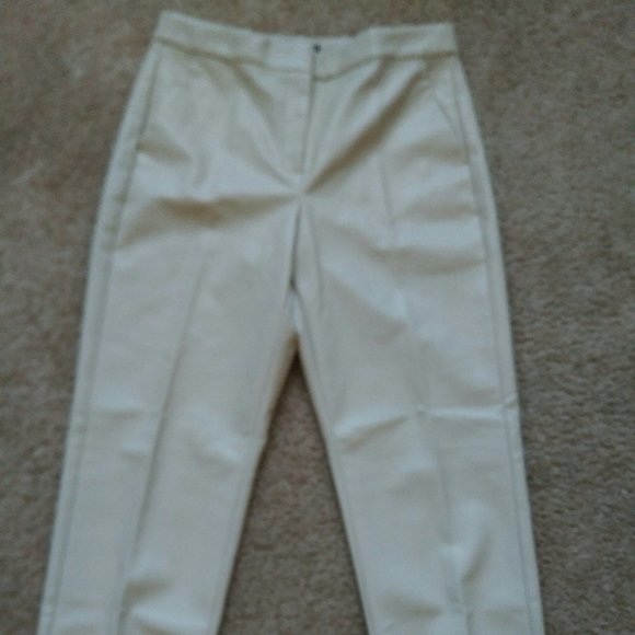 J.Crew KATE STRAIGHT LEG PANT IN FAUX LEATHER, Size 10, Color BONE - Picture 3 of 14